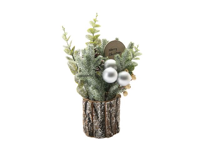 12" BERRY ARRANGEMENT WITH TREE BARK BASE (WHITE)